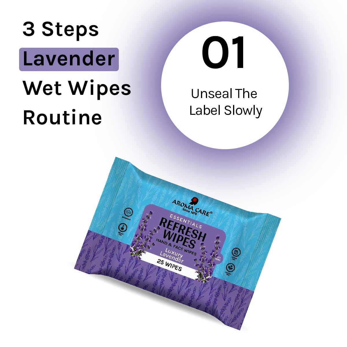 Luxury Lavender Refresh Wipes, 25 Wipes, Pack of (2)