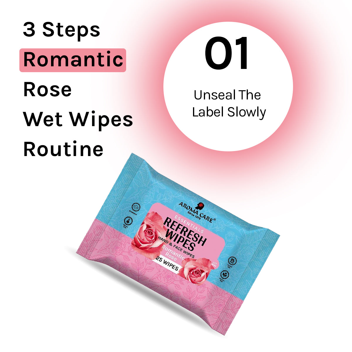 Romantic Rose Refresh Wipes, 25Wipes, Pack Of (2)