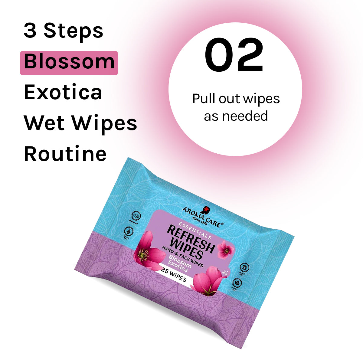 Blossom Exotica Refresh Wipes, 25 Wipes, Pack Of (2)