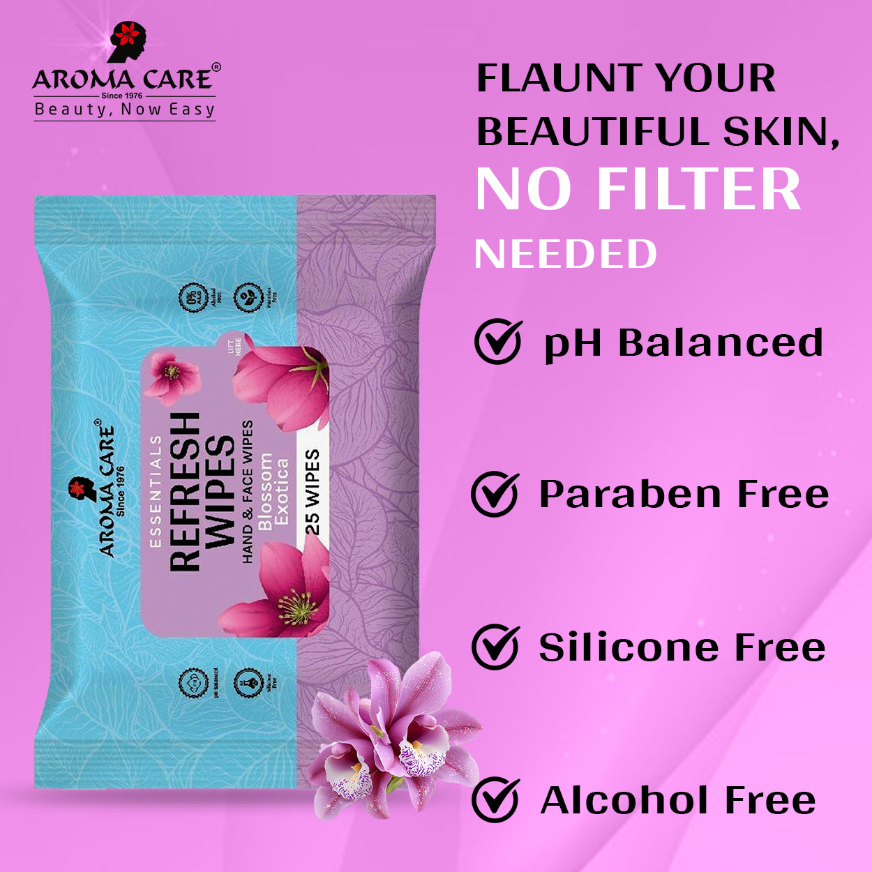 Blossom Exotica Refresh Wipes, 25 Wipes, Pack Of (2)