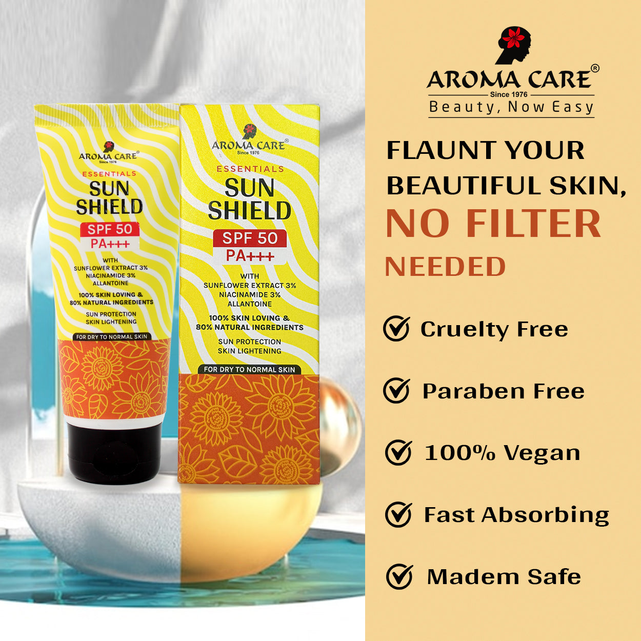 Sun Shield SPF 50 PA+++ With Sunflower Extract, Niacinamide & Allantoine