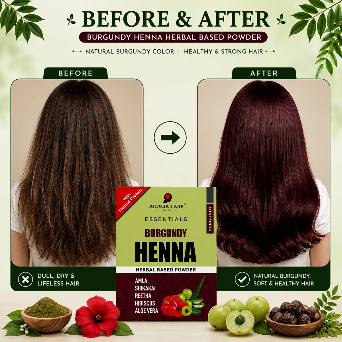 Burgundy Henna Herbal Based Powder 60gm