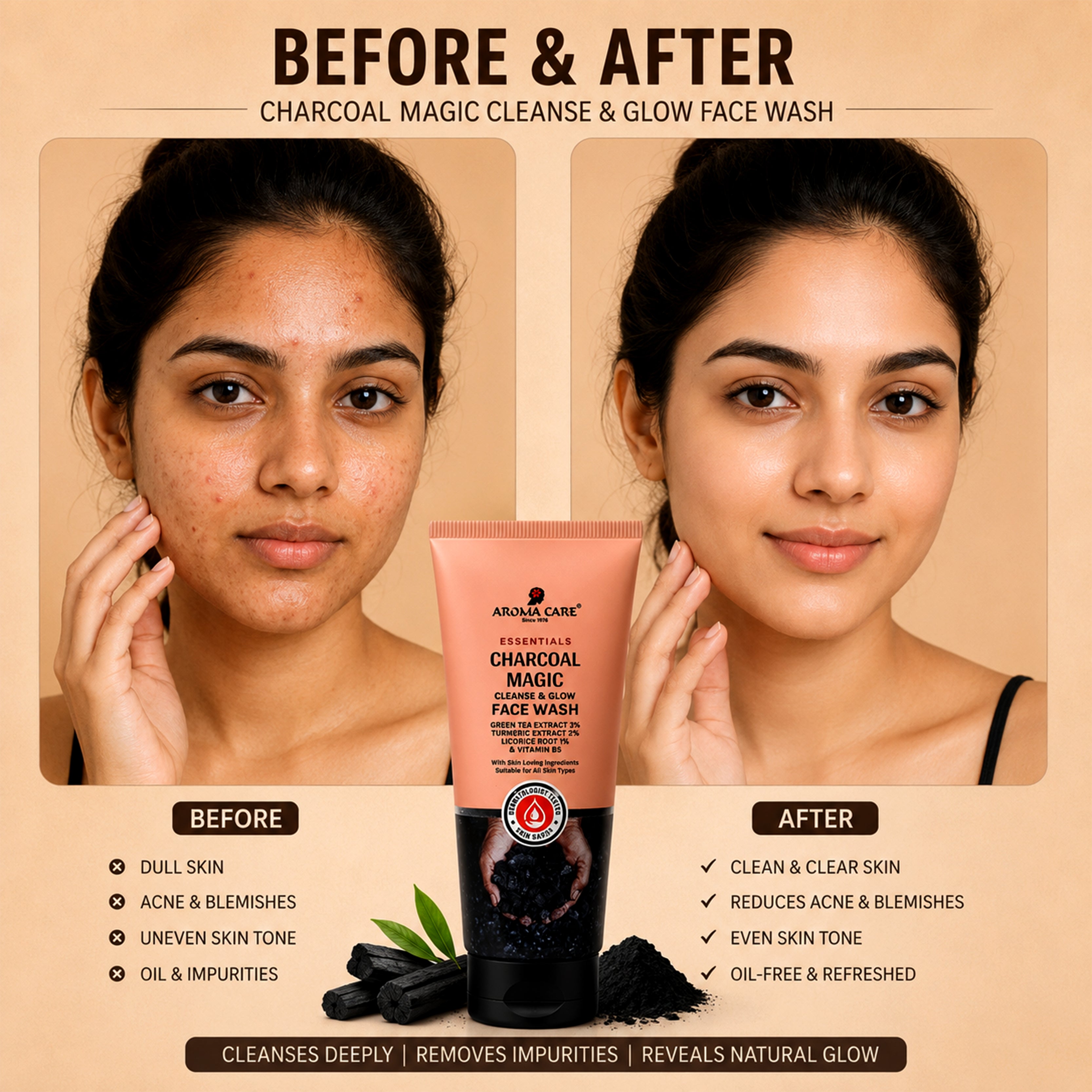 Charcoal Magic Cleanse & Glow Face Wash 50ml