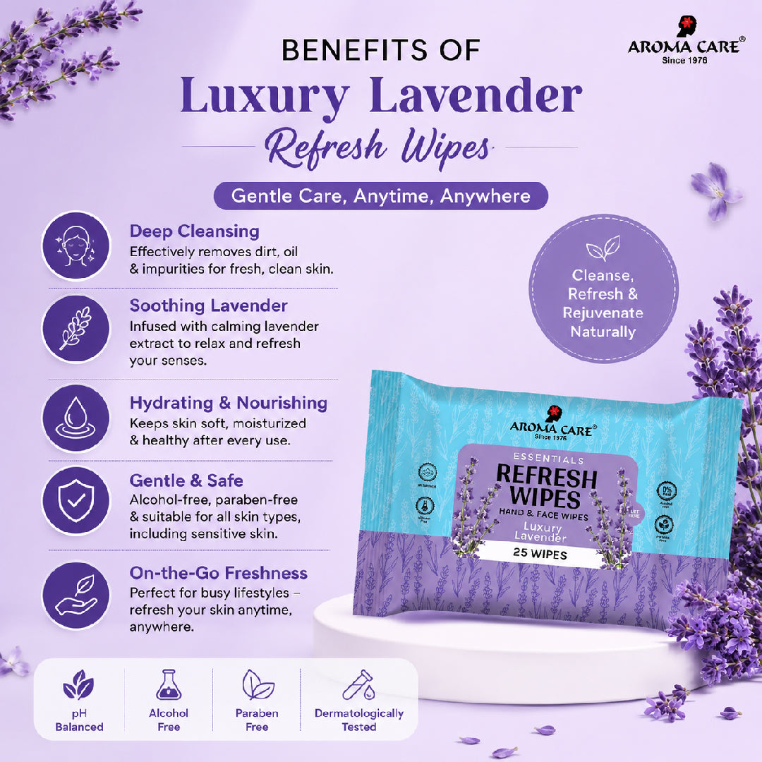 Luxury Lavender Refresh Wipes, 25 Wipes, Pack of (2)