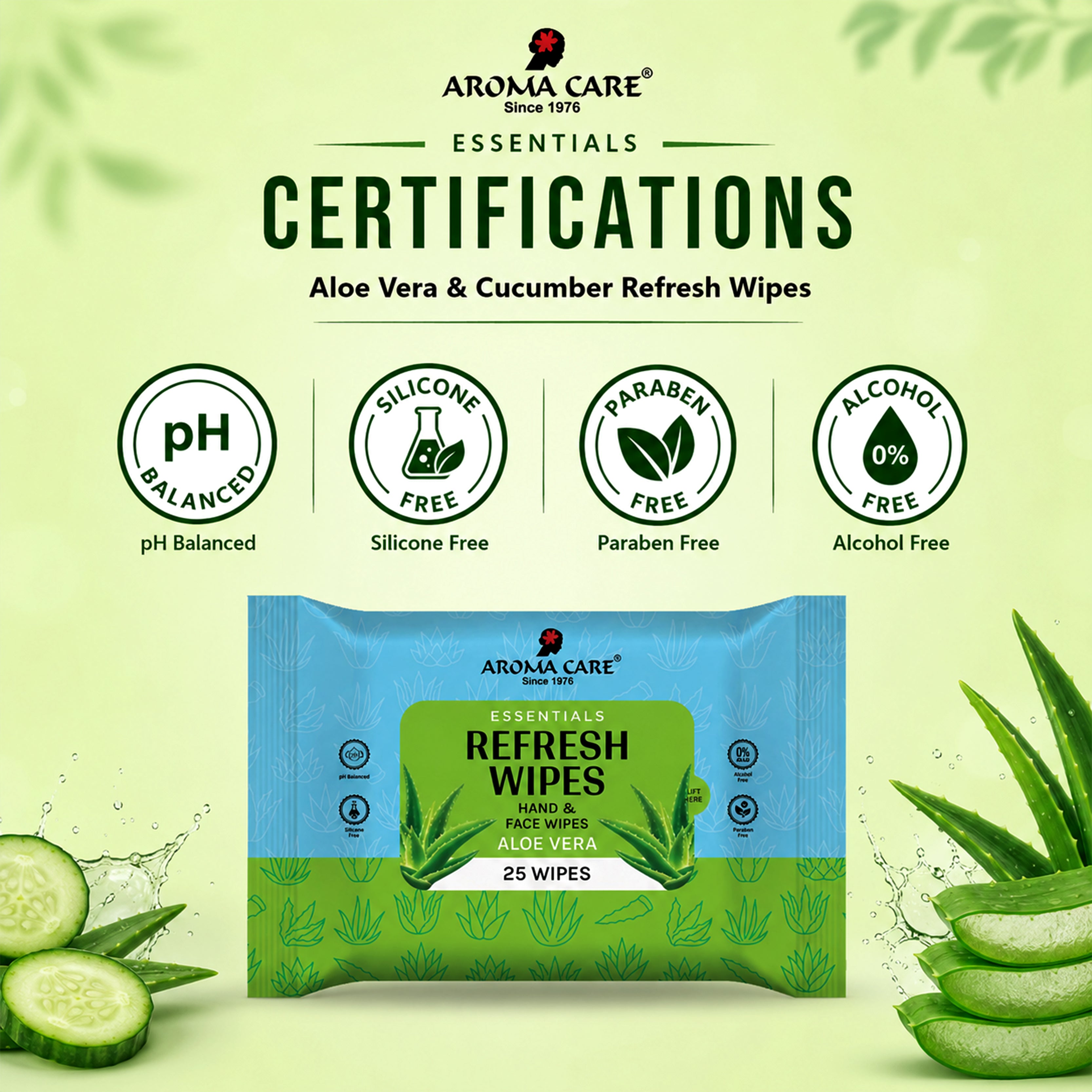 Aloe Vera & Cucumber Refresh Wipes, 25 Wipes, Pack Of (2)