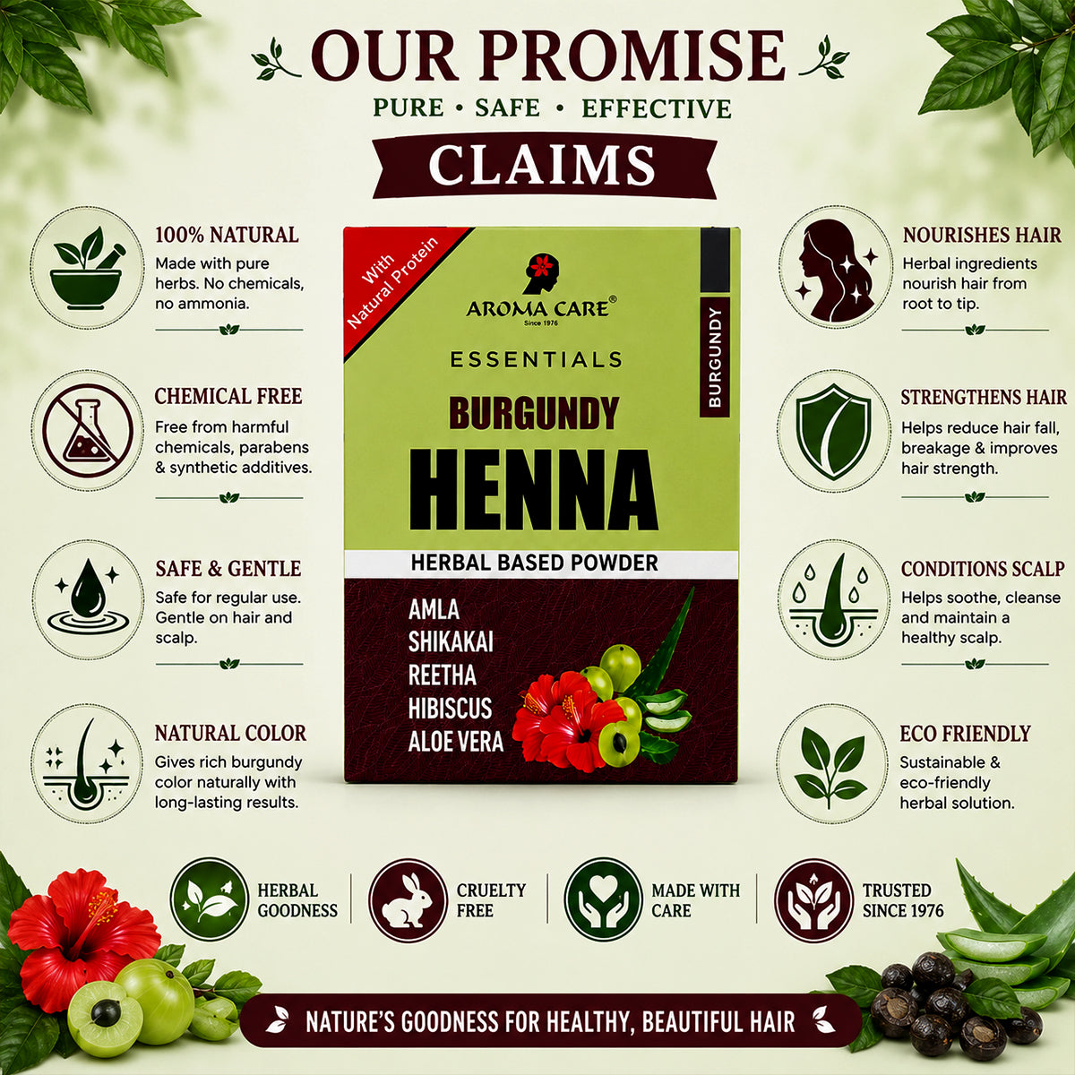 Burgundy Henna Herbal Based Powder 60gm