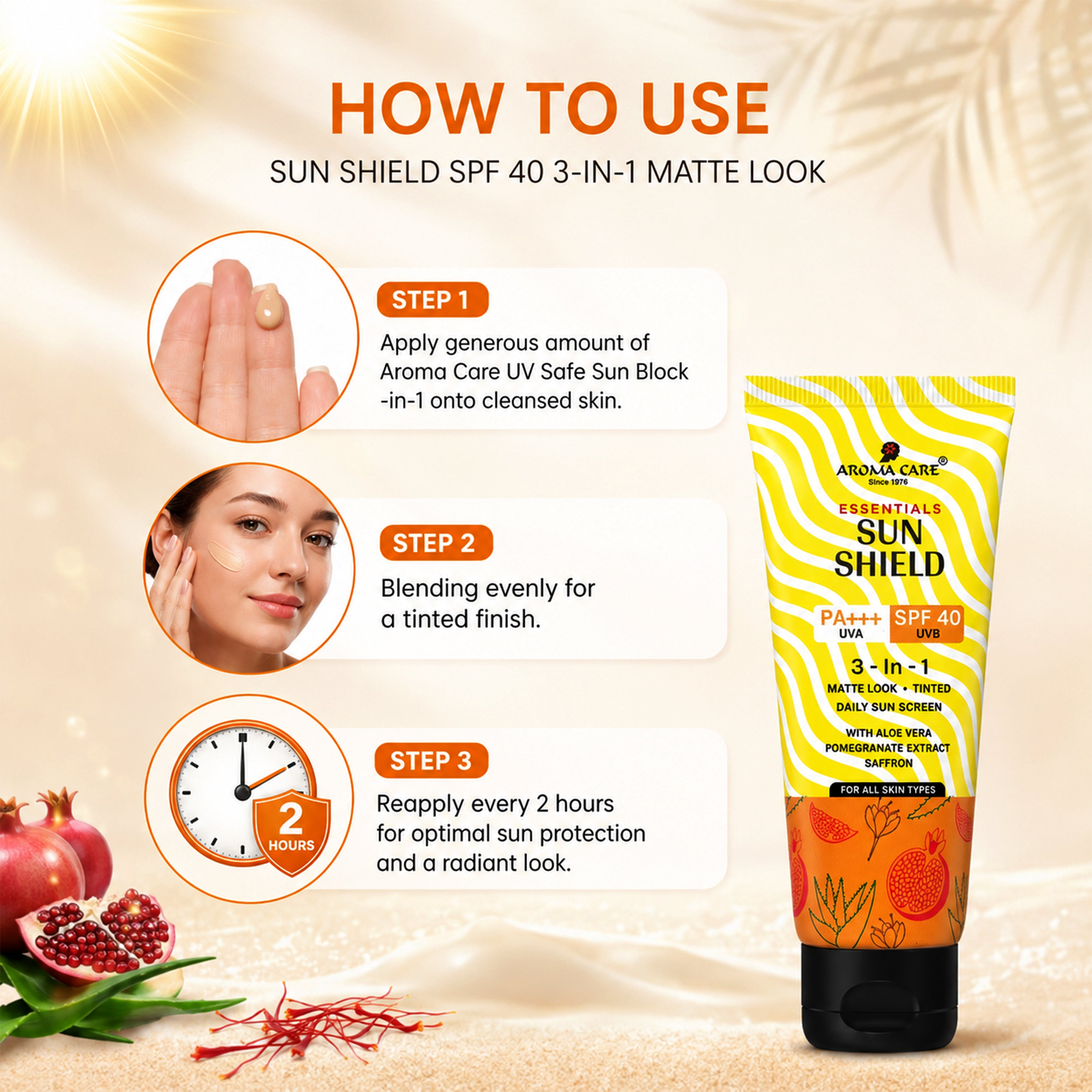 Sun Shield UV Safe SPF 40 3-in-1 Sunscreen for Broad-Spectrum Protection & Glow