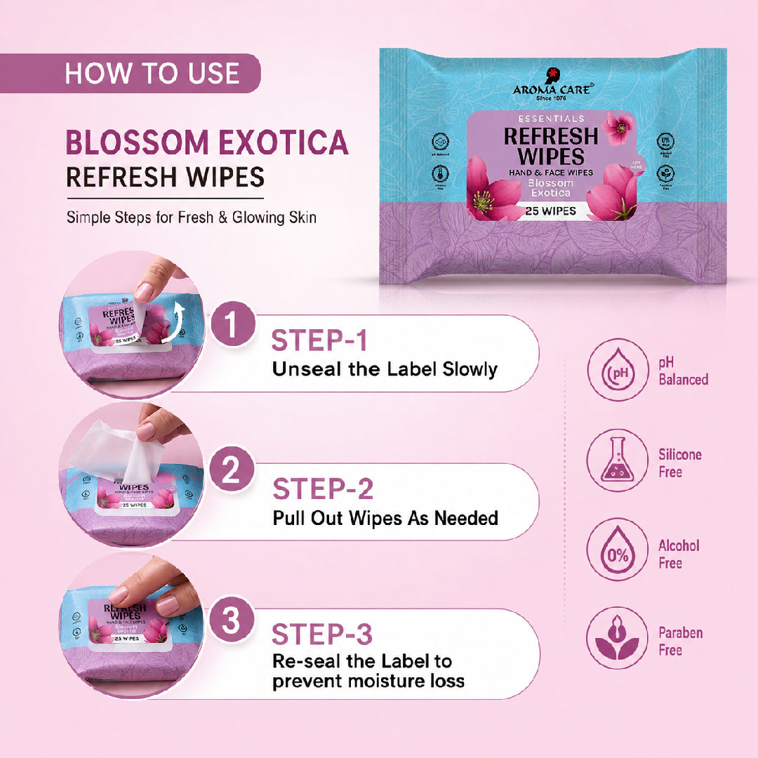 Blossom Exotica Refresh Wipes, 25 Wipes, Pack Of (2)
