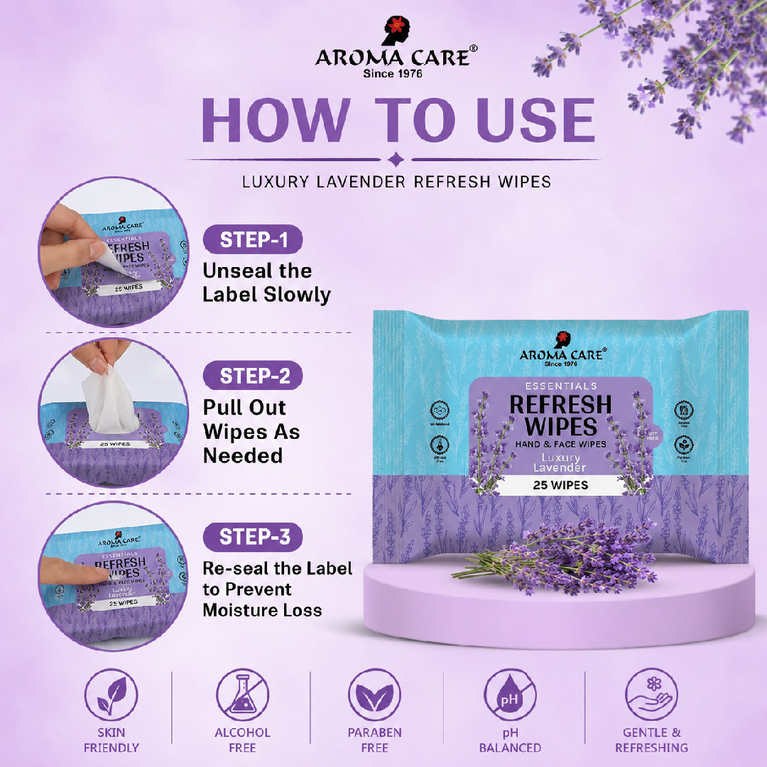 Luxury Lavender Refresh Wipes, 25 Wipes, Pack of (2)