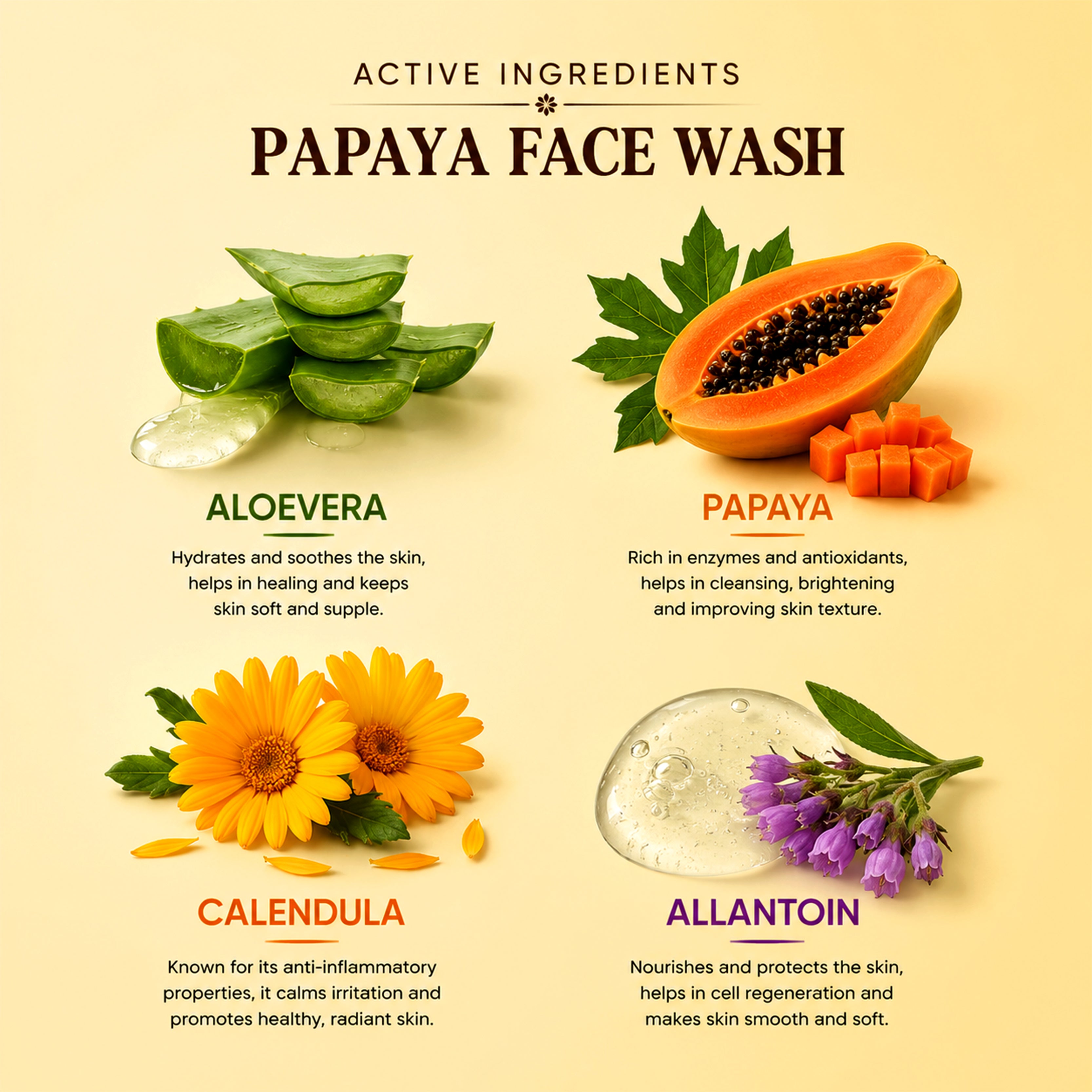 Papaya Face Wash 50ml, Gentle Brightening & Calming