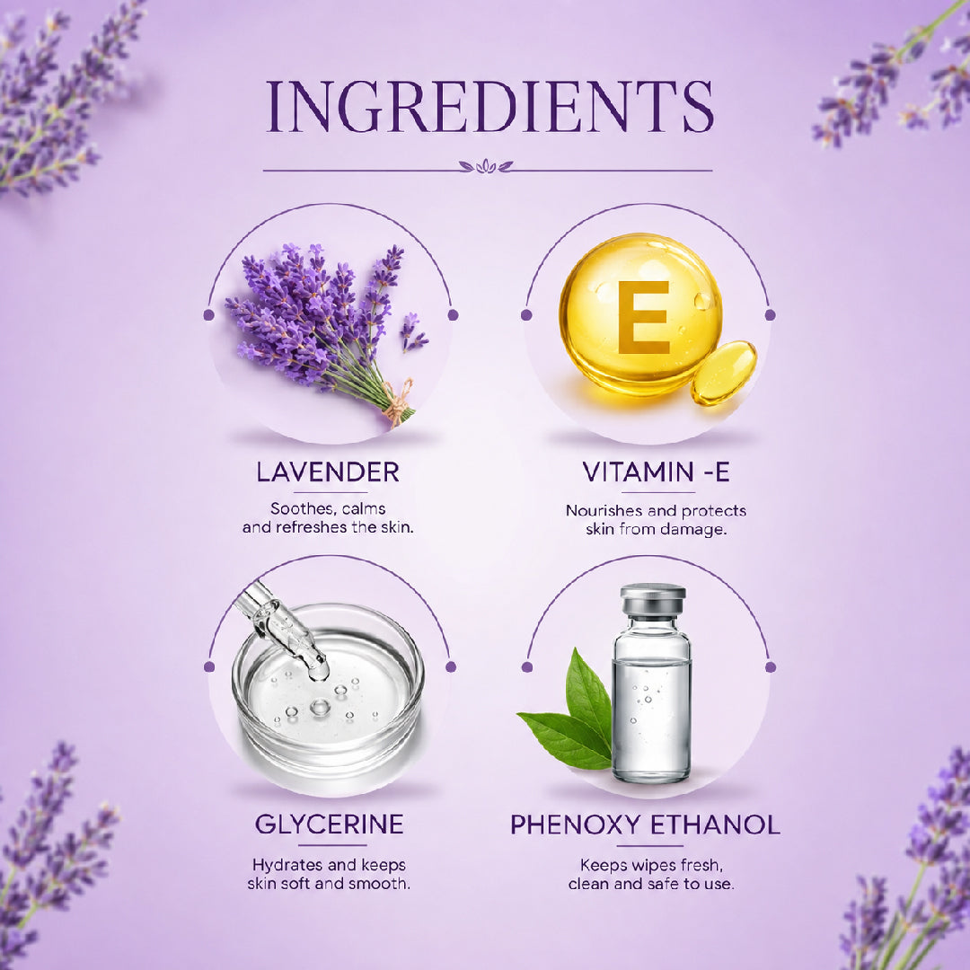 Luxury Lavender Refresh Wipes, 25 Wipes, Pack of (2)