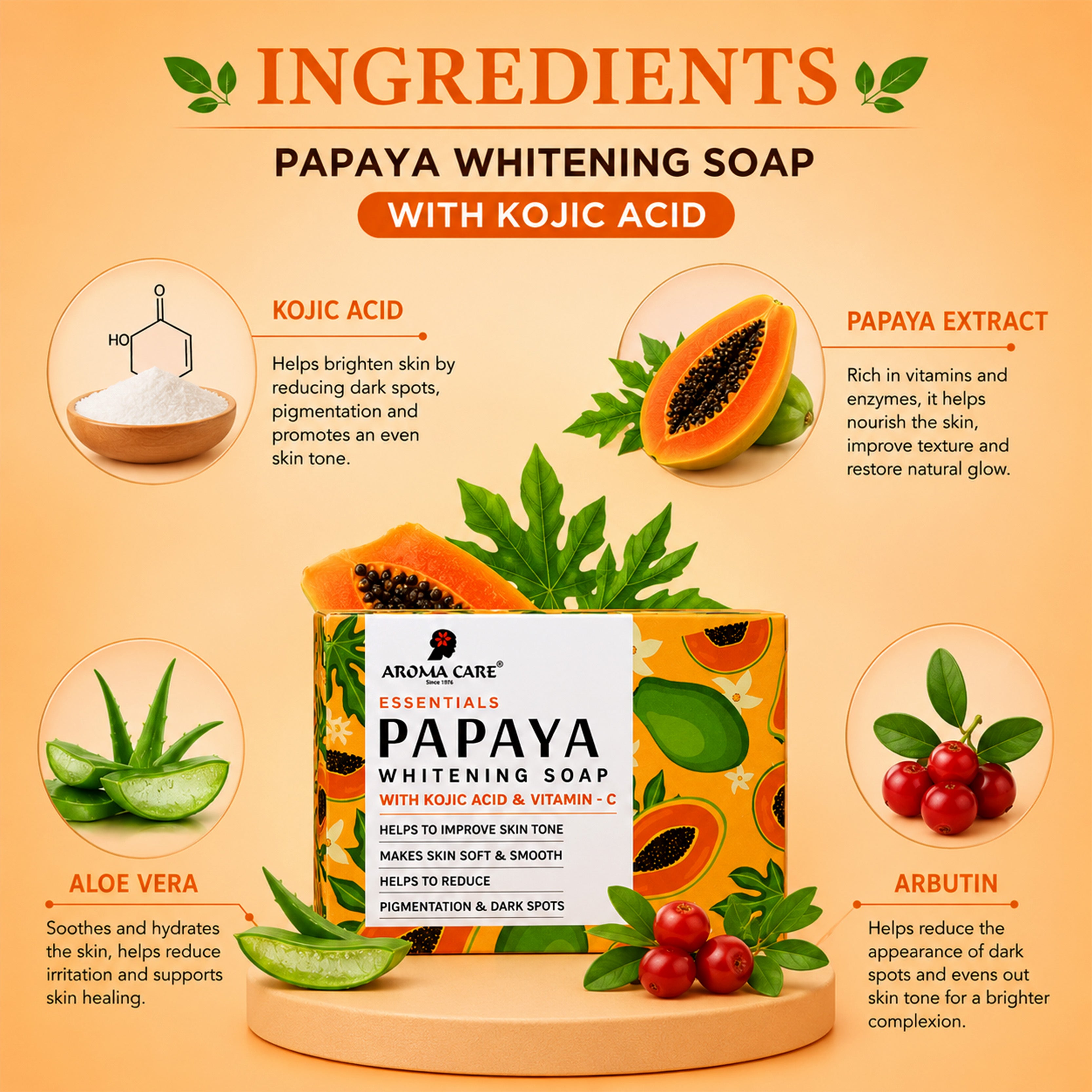 Papaya Whitening Soap with Kojic Acid