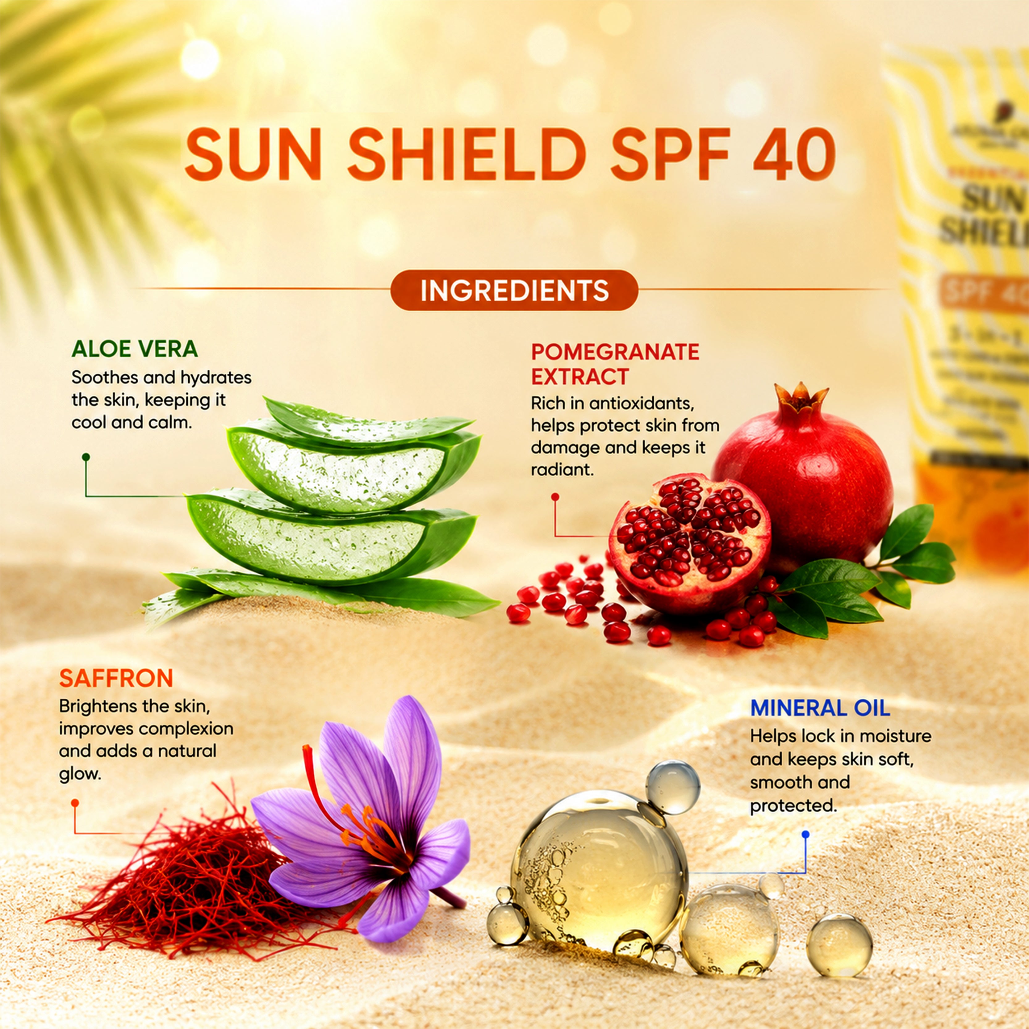Sun Shield UV Safe SPF 40 3-in-1 Sunscreen for Broad-Spectrum Protection & Glow