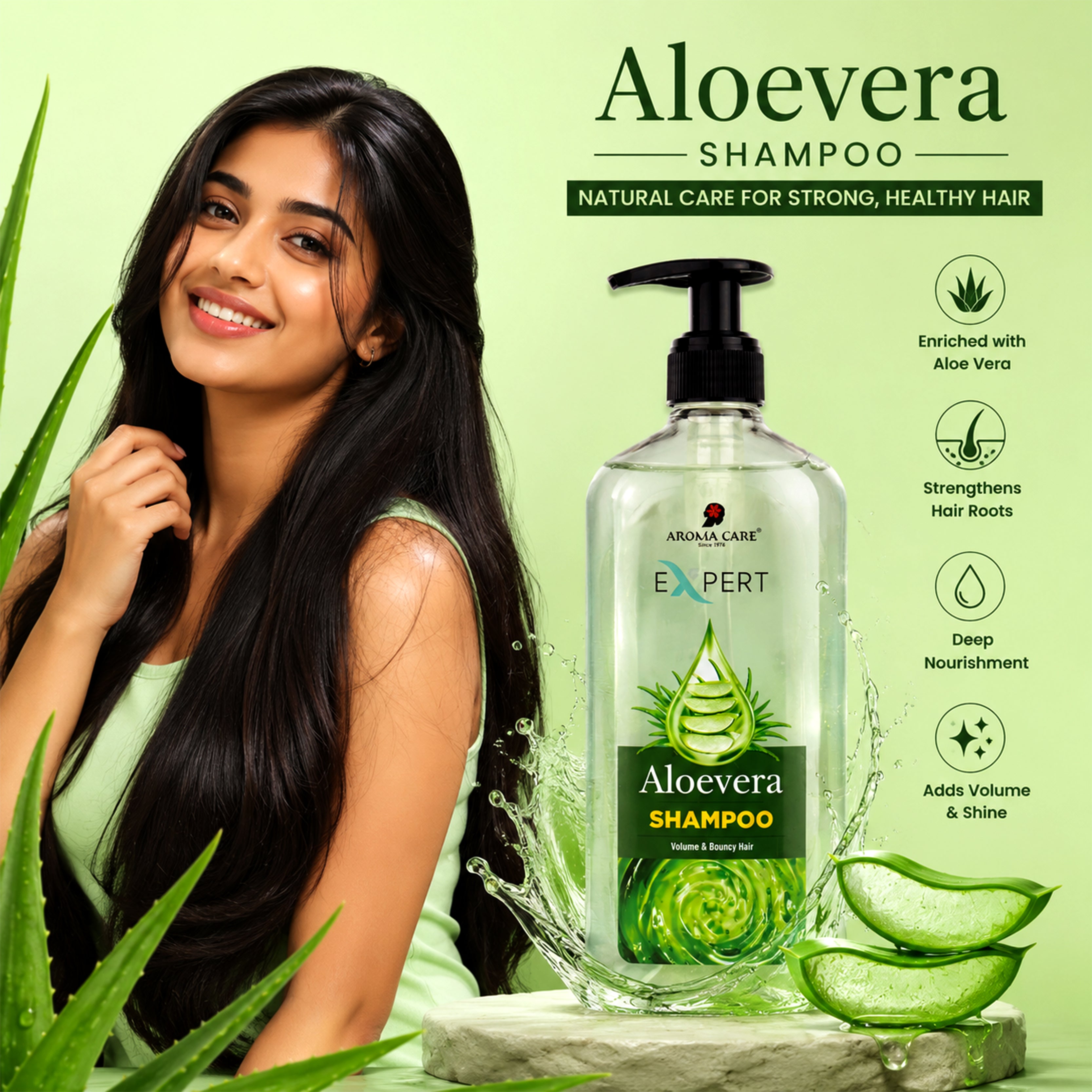 Aloe Vera Shampoo for Hair Fall Control, Frizz Reduction & Nourished Hair