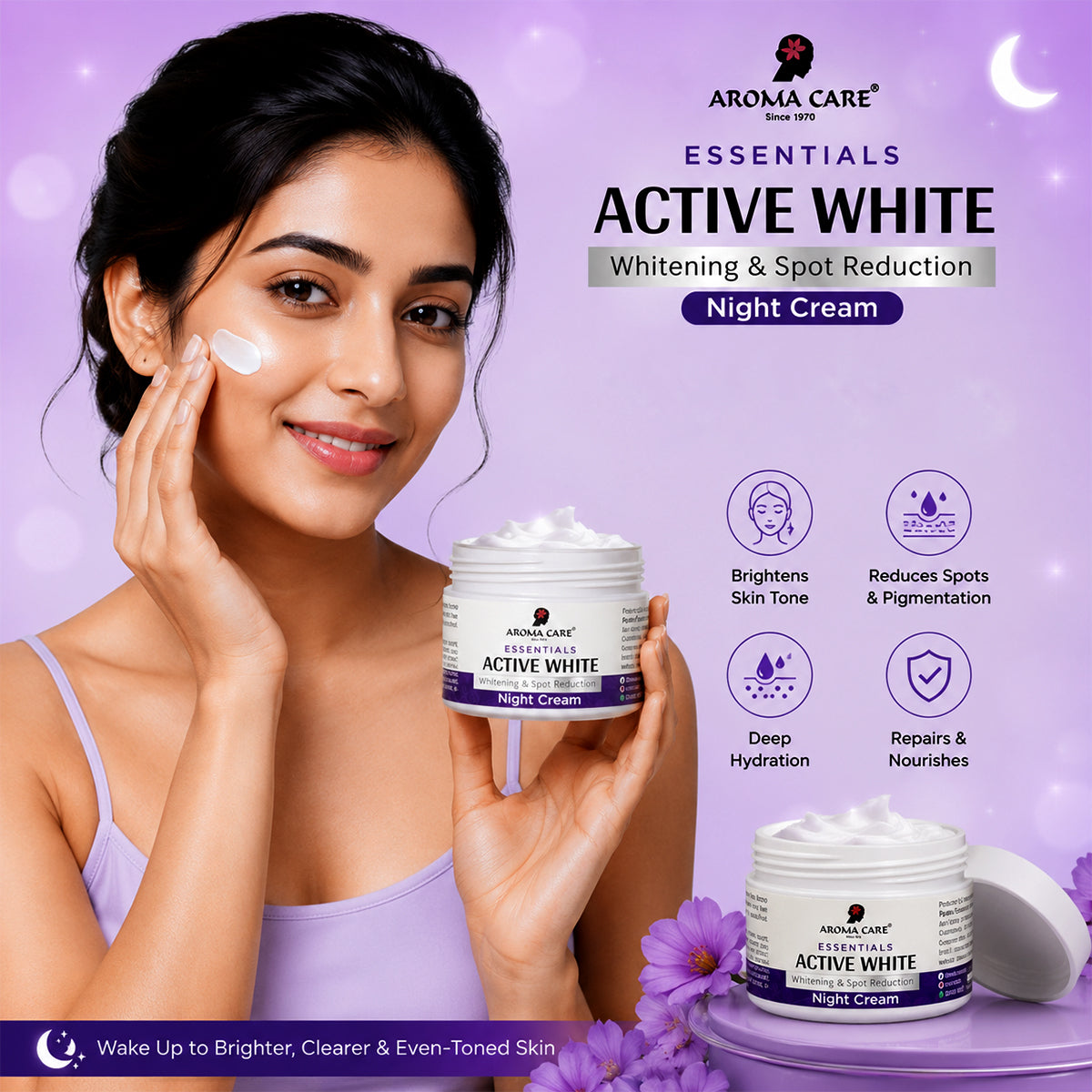 Active White Whitening & Spot Reduction Night Cream with Natural Ingredients
