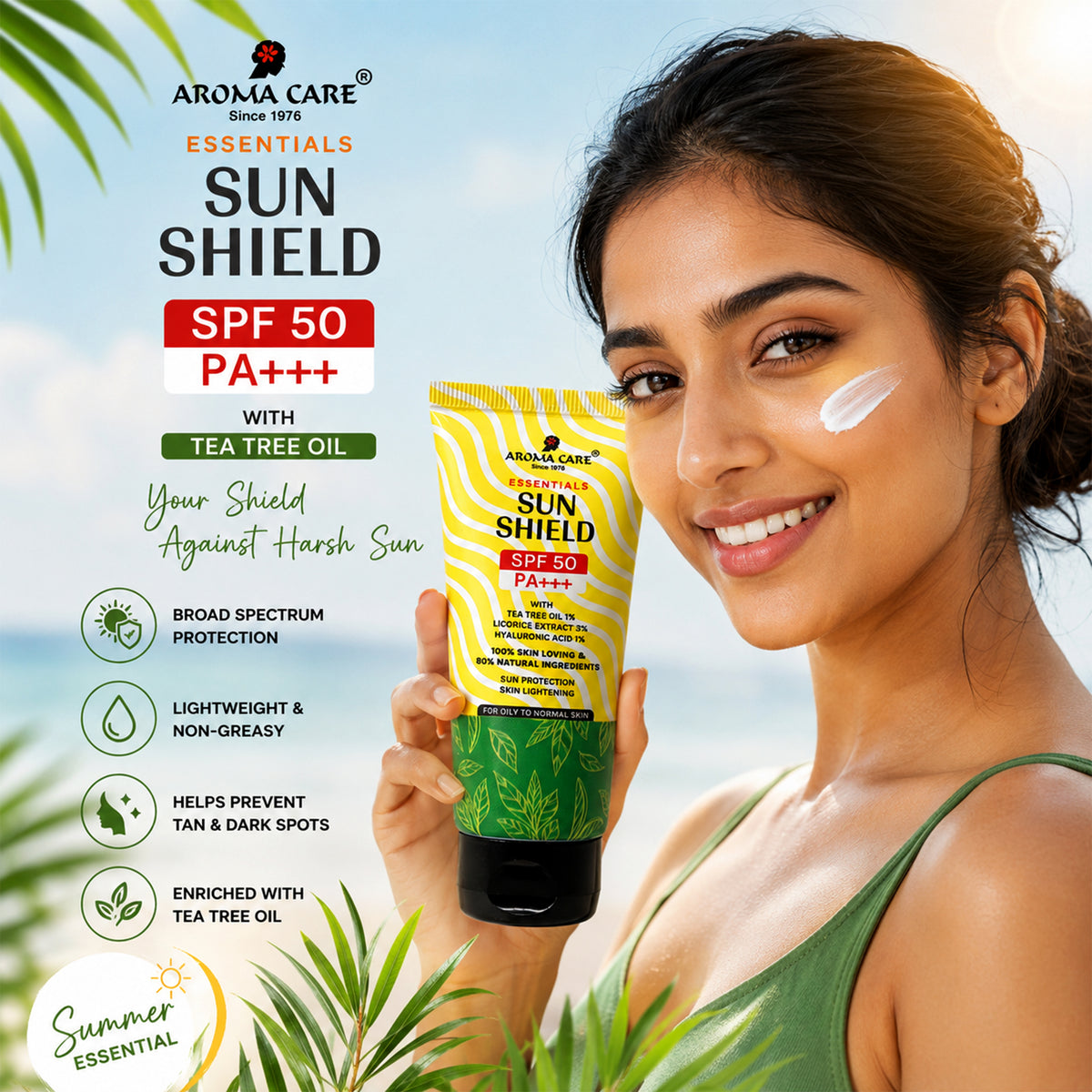 Sun Shield SPF 50 PA+++ Sunscreen With Tea