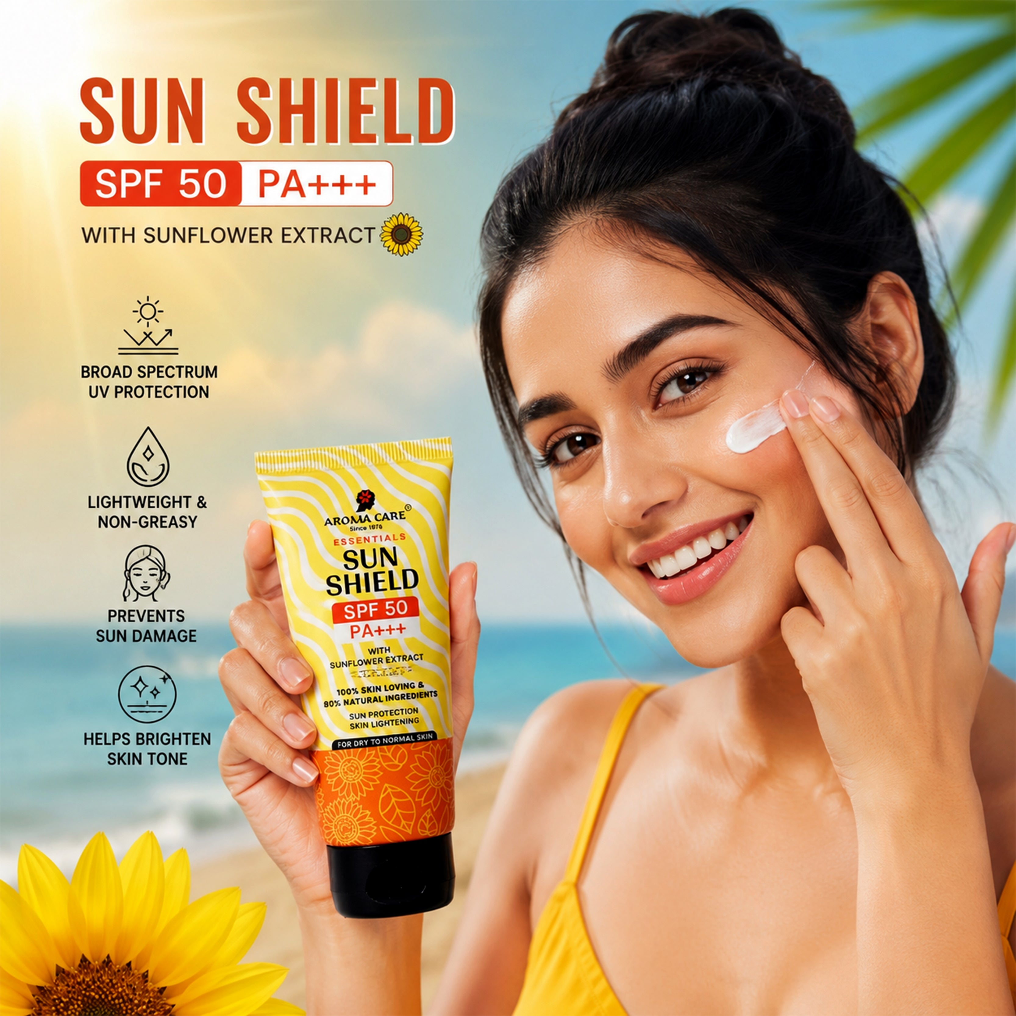 Sun Shield SPF 50 PA+++ With Sunflower Extract, Niacinamide & Allantoine