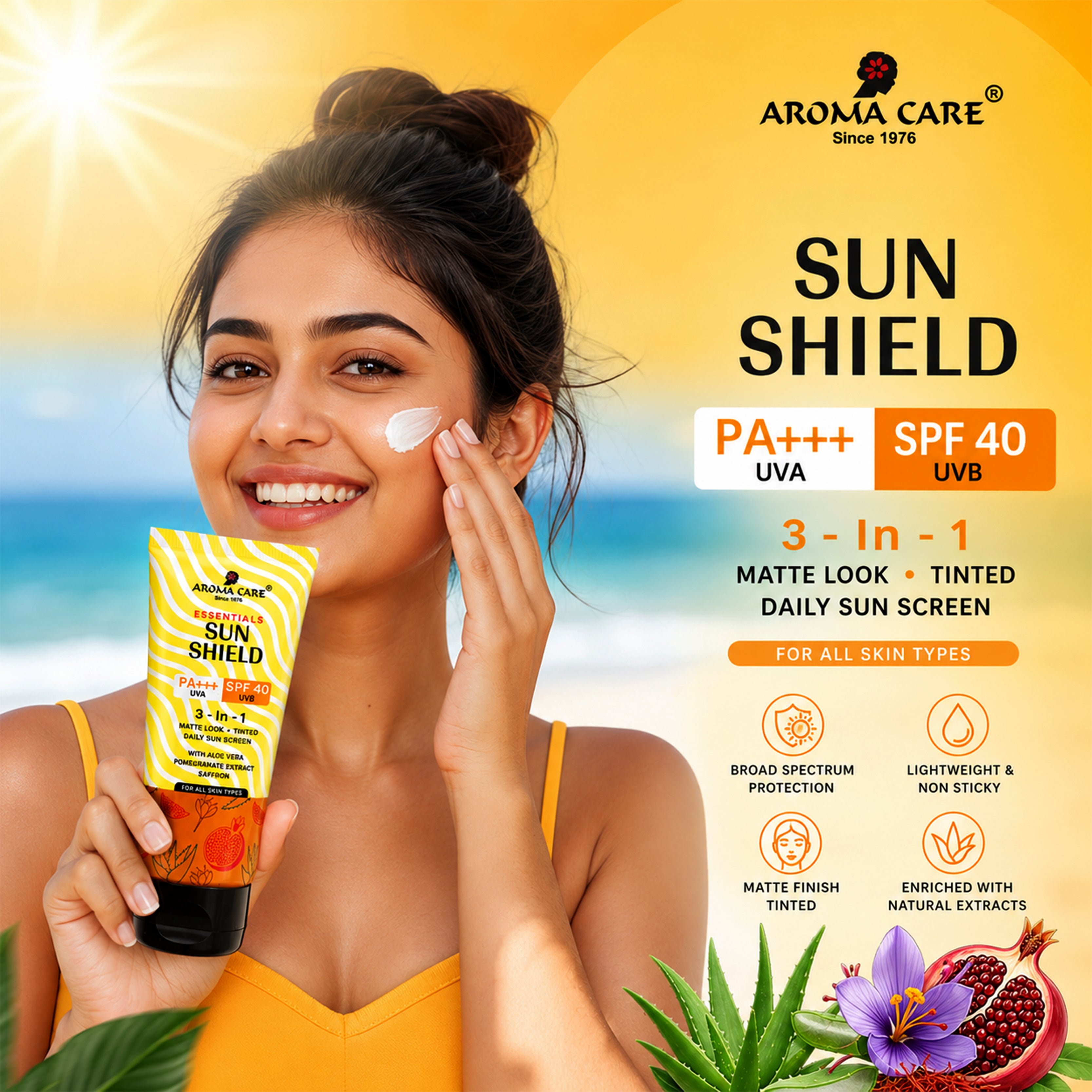 Sun Shield UV Safe SPF 40 3-in-1 Sunscreen for Broad-Spectrum Protection & Glow