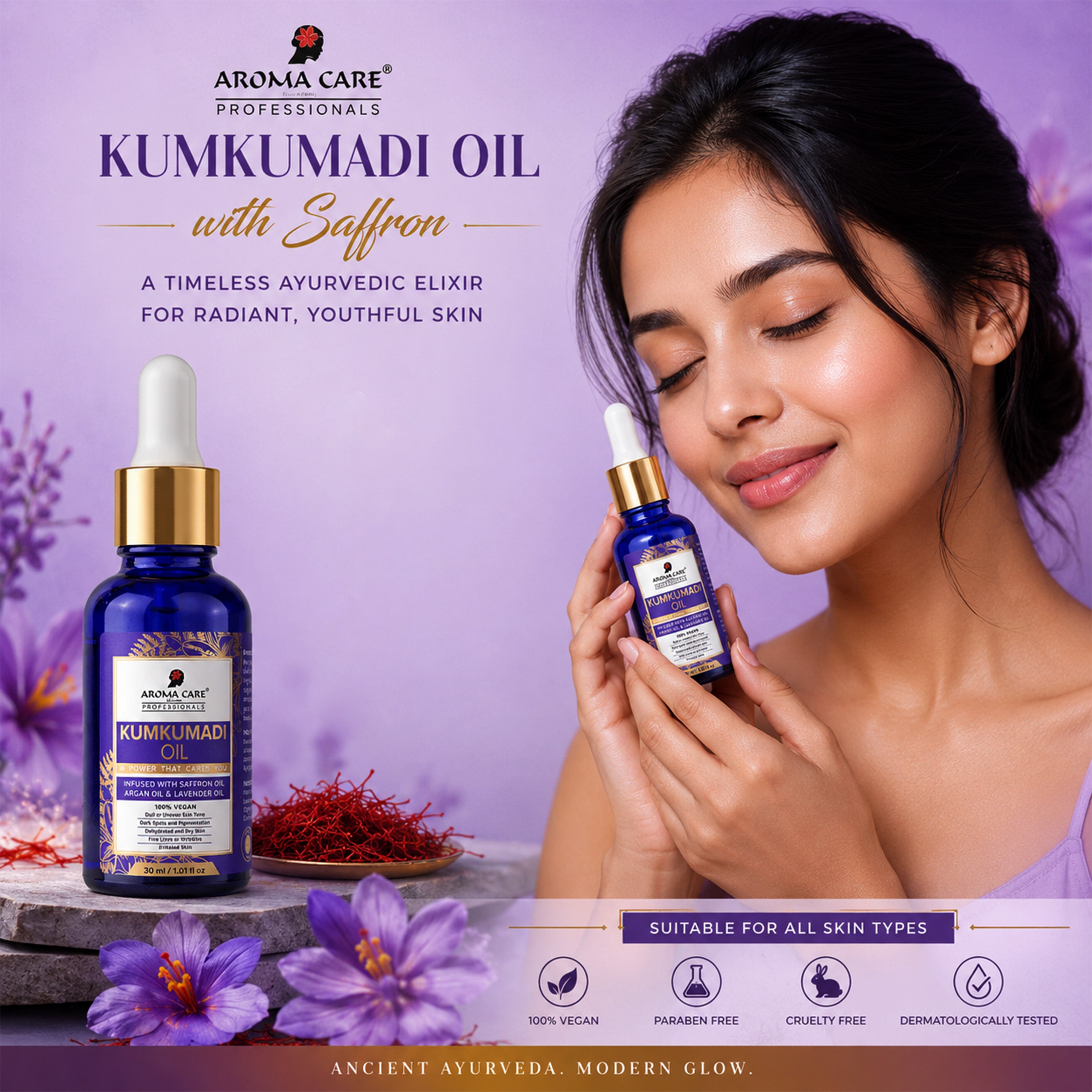 Kumkumadi Tailam Face Oil with Pure Saffron for Brightening & Radiant Skin 30ml
