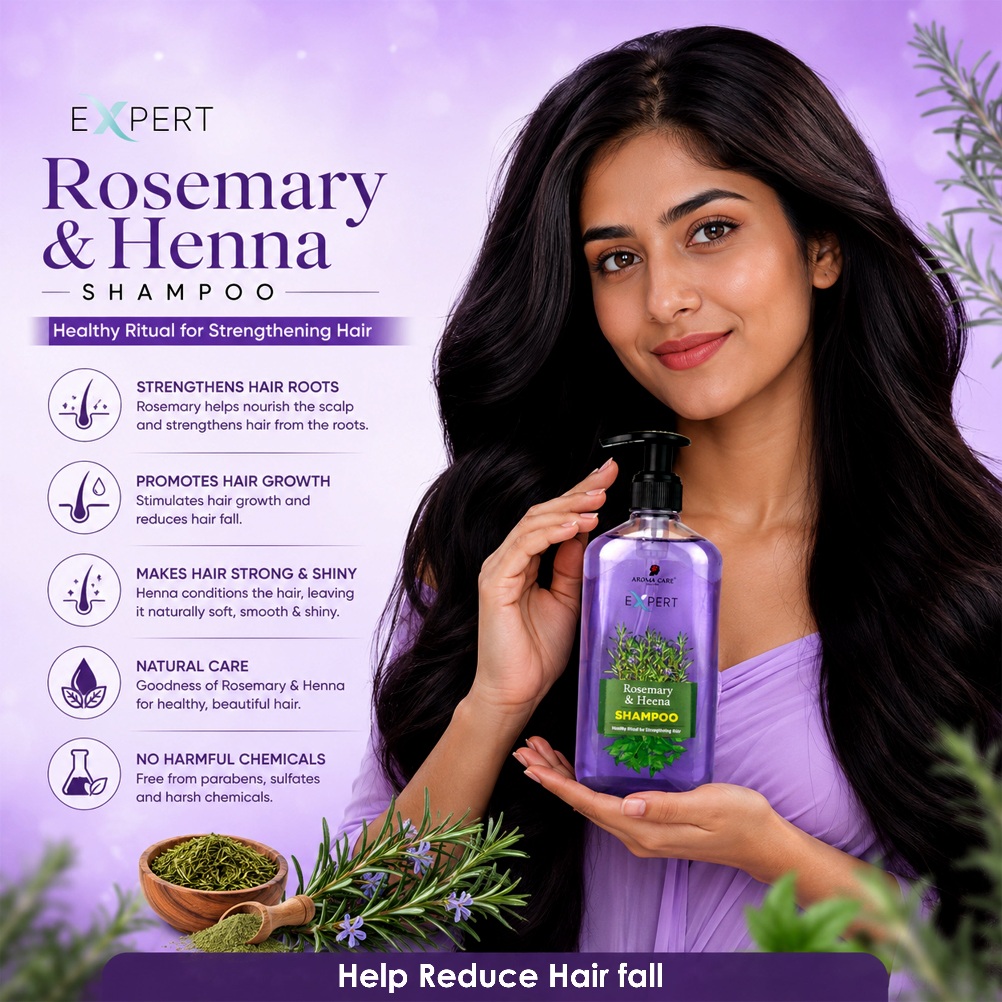 Rosemary & Henna Shampoo for Hair Fall