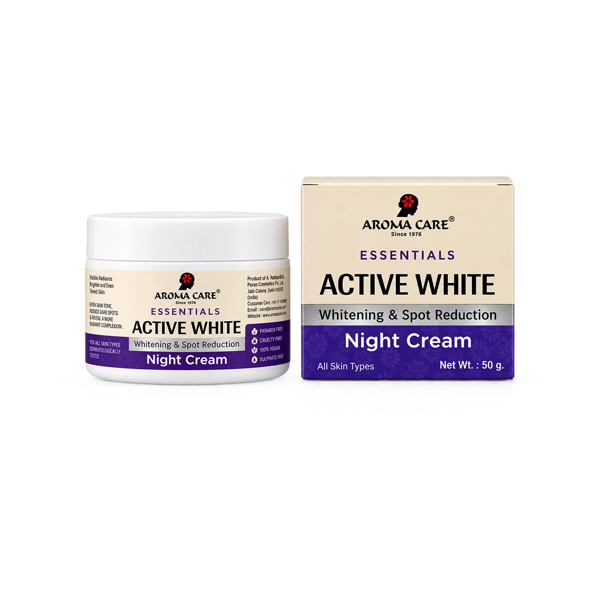 Active White Whitening & Spot Reduction Night Cream with Natural Ingredients
