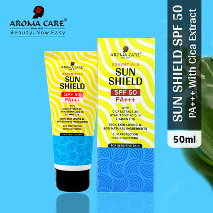 Sun Shield SPF 50 PA+++ With Cica Extract, Hyaluronic Acid & Vitamin E