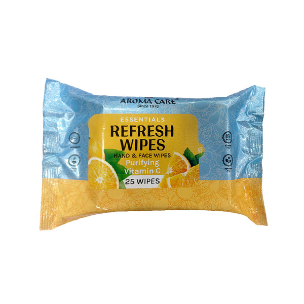 Essentials Purifying Vitamin C Refresh Wipes, 25 Wipes, Pack of (2) "Skin Brightening Wet Wipes for Face & Body | Enriched with Vitamin C & Antioxidants | Alcohol-Free, Soft & Skin-Friendly"