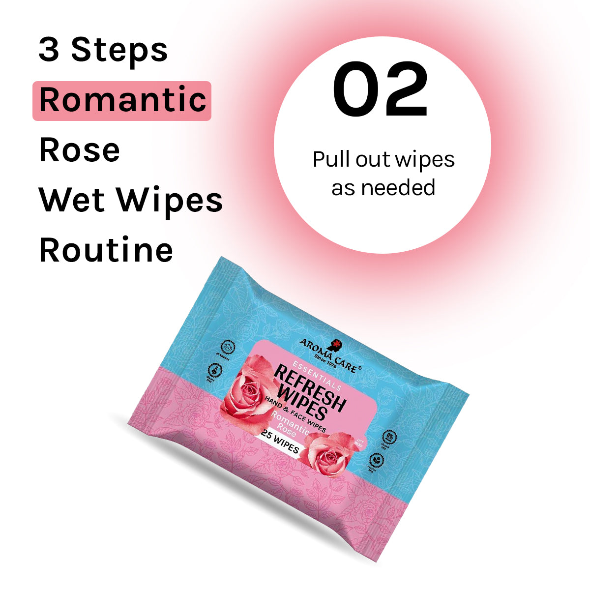 Romantic Rose Refresh Wipes, 25Wipes, Pack Of (2)