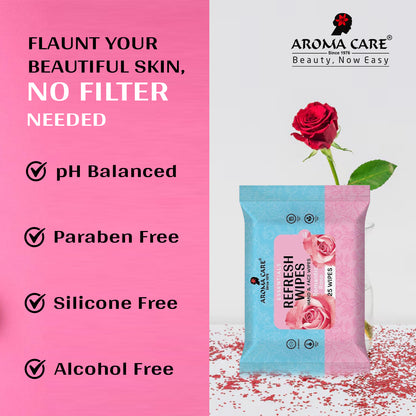 Romantic Rose Refresh Wipes, 25Wipes, Pack Of (2)