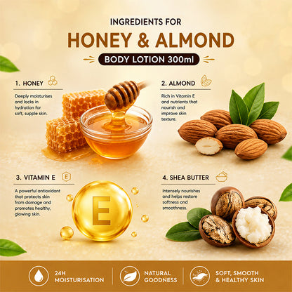 Honey & Almond Body Lotion – Deep Nourishment for Soft & Moisturized Skin 300ml