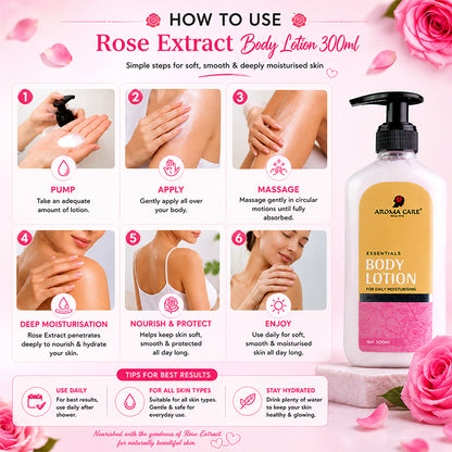 Rose Extract Body Lotion – Deep Moisturizing for Radiant & Fragrant Skin 300ml