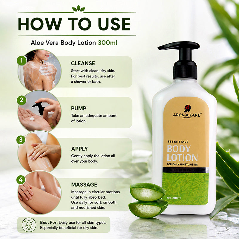 Aloe Vera Body Lotion – Hydrating, Soothing & Non-Sticky Daily Moisturizer 300ml