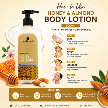 Honey & Almond Body Lotion – Deep Nourishment for Soft & Moisturized Skin 300ml