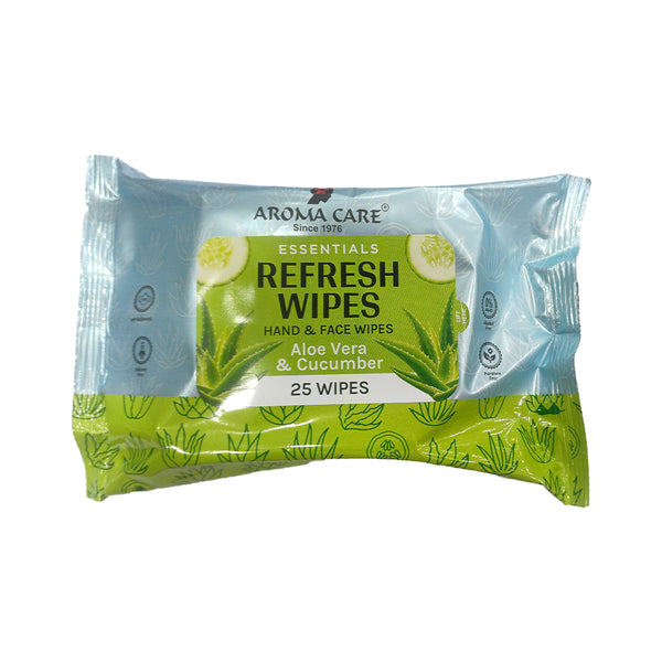 Essentials Aloe Vera & Cucumber Refresh Wipes, 25 Wipes, Pack Of (2) "Cooling & Hydrating Wet Wipes for Face & Body | Soft, Alcohol-Free, Skin-Friendly Cleansing Wipes for All Skin Types