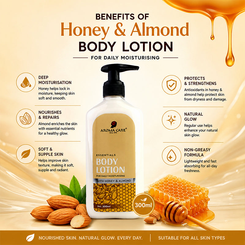 Honey & Almond Body Lotion – Deep Nourishment for Soft & Moisturized Skin 300ml
