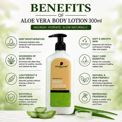 Aloe Vera Body Lotion – Hydrating, Soothing & Non-Sticky Daily Moisturizer 300ml