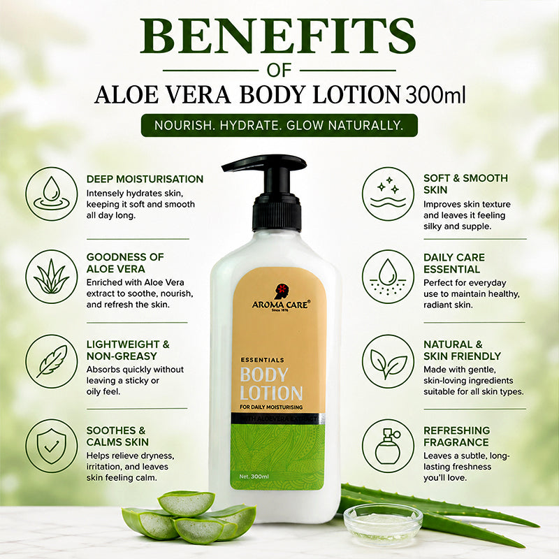 Aloe Vera Body Lotion – Hydrating, Soothing & Non-Sticky Daily Moisturizer 300ml