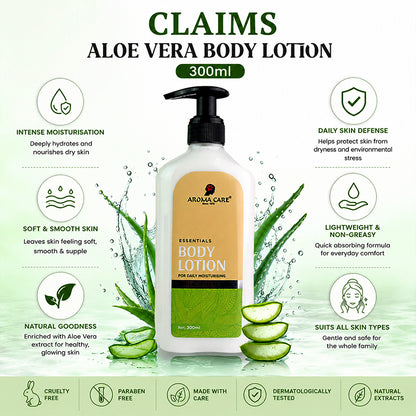 Aloe Vera Body Lotion – Hydrating, Soothing & Non-Sticky Daily Moisturizer 300ml
