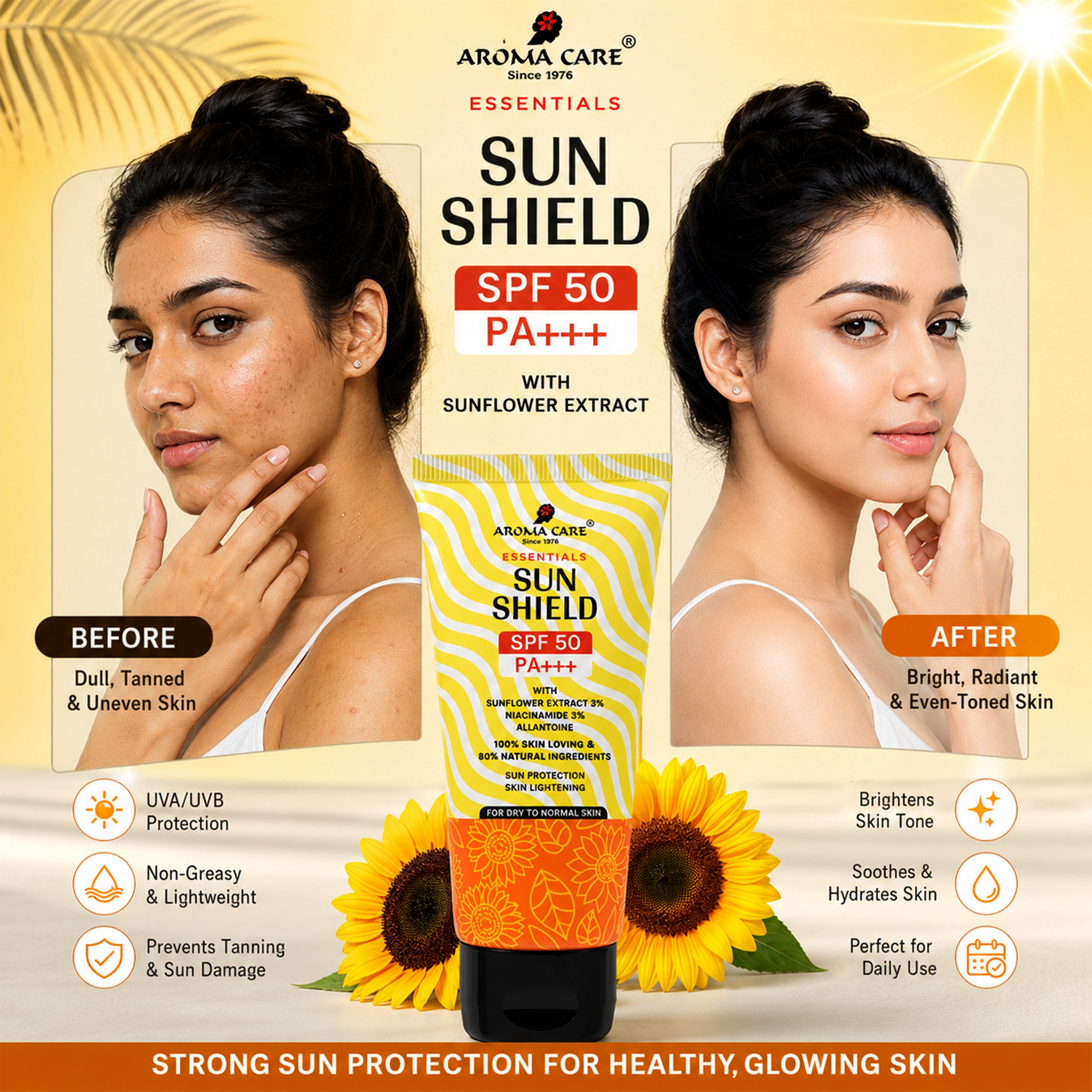 Sun Shield SPF 50 PA+++ With Sunflower Extract, Niacinamide & Allantoine