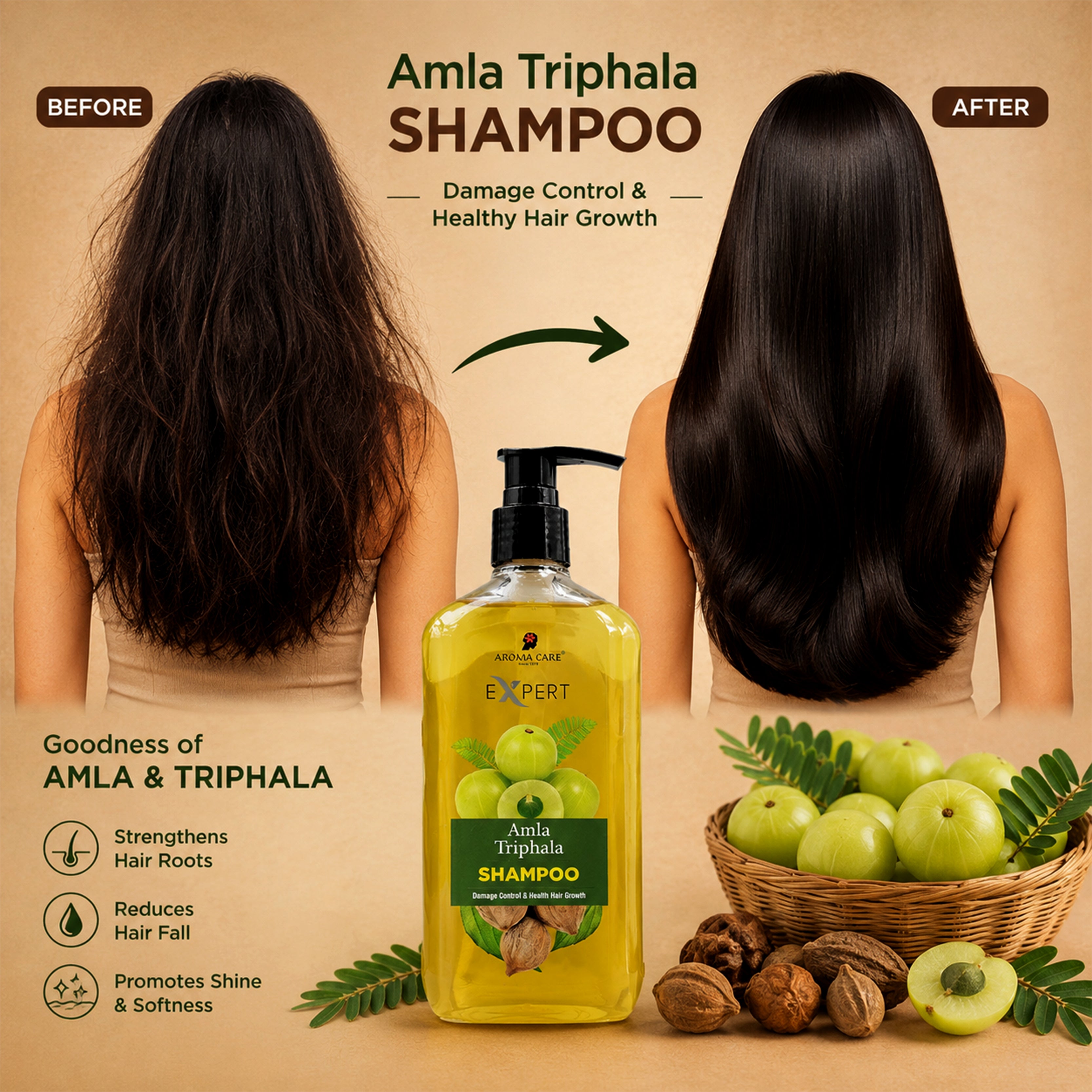 Amla Triphala  Shampoo , for Hair Damage Control & Health Hair Growth