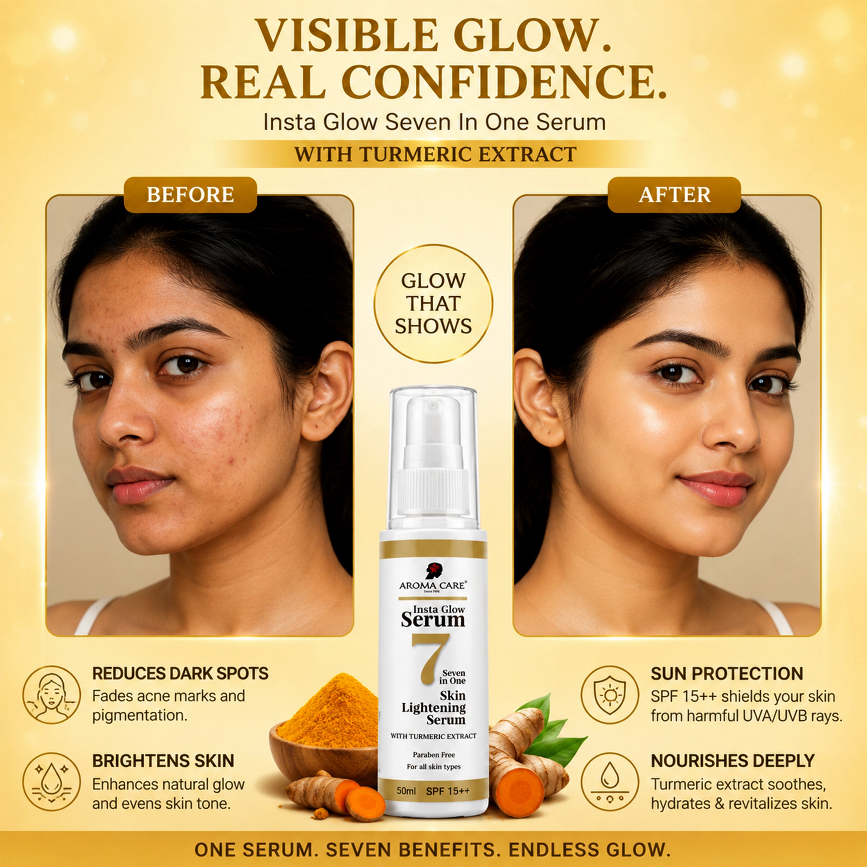 7-in-1 Insta Glow Face Serum for Skin Lightening, Anti-Aging & Radiance