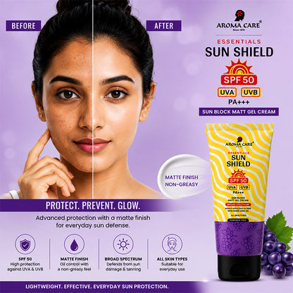Sun Shield SPF 50 Matt Gel Cream for Matte Finish & Broad-Spectrum UV Protection