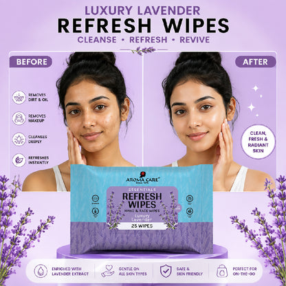 Luxury Lavender Refresh Wipes, 25 Wipes, Pack of (2)