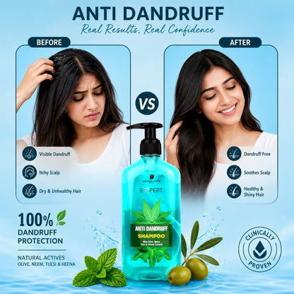 Anti-Dandruff Shampoo with Cooling Menthol, Neem & Tulsi for Flake-Free Scalp