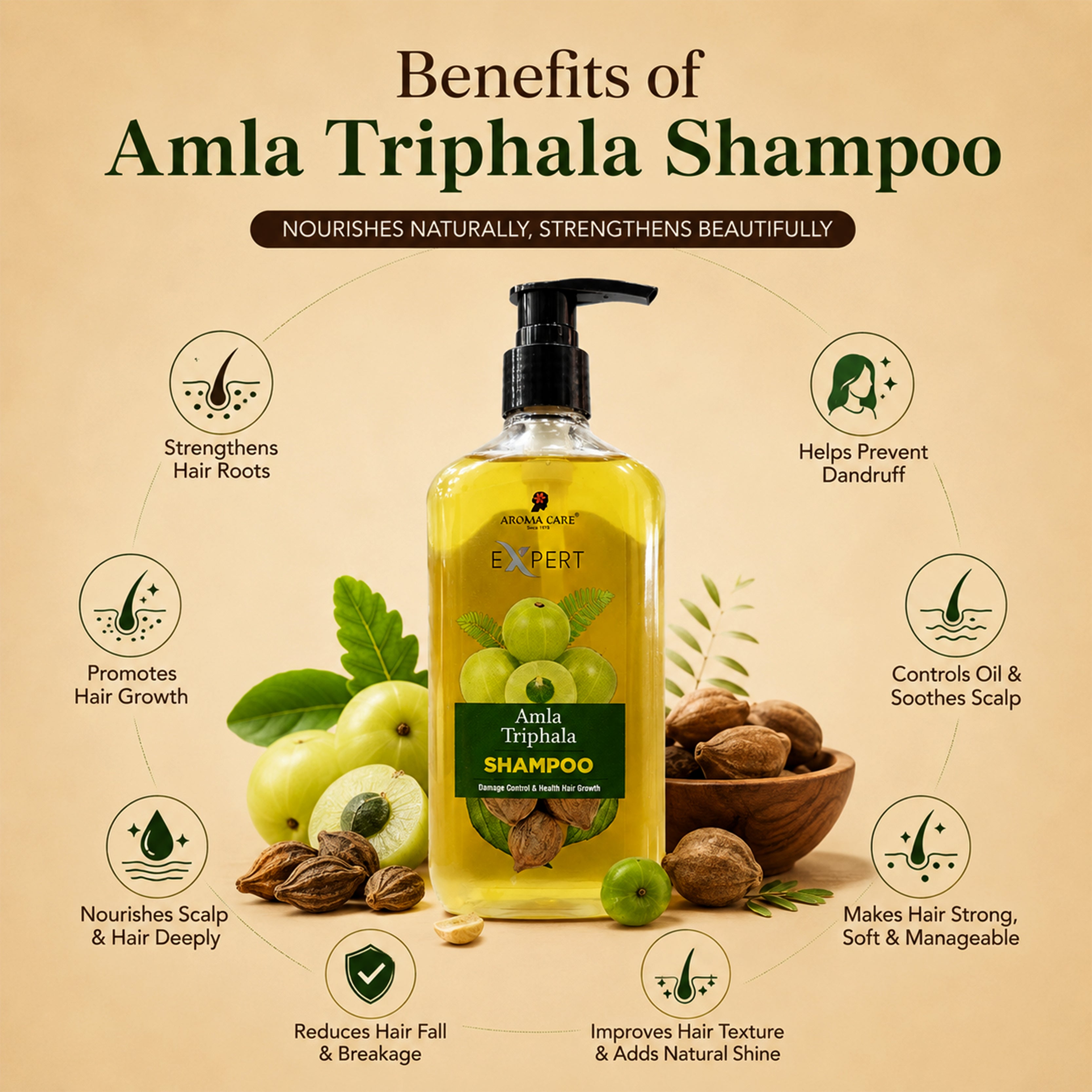 Amla Triphala  Shampoo , for Hair Damage Control & Health Hair Growth