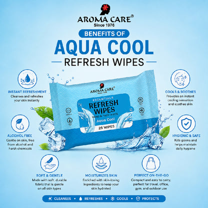 Aqua Cool Refresh Wipes, 25 wipes, Pack of (2)