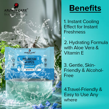 Aqua Cool Refresh Wipes, 25 wipes, Pack of (2)