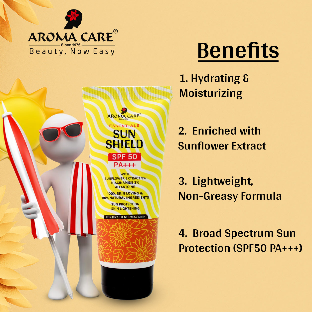 Sun Shield SPF 50 PA+++ With Sunflower Extract, Niacinamide & Allantoine