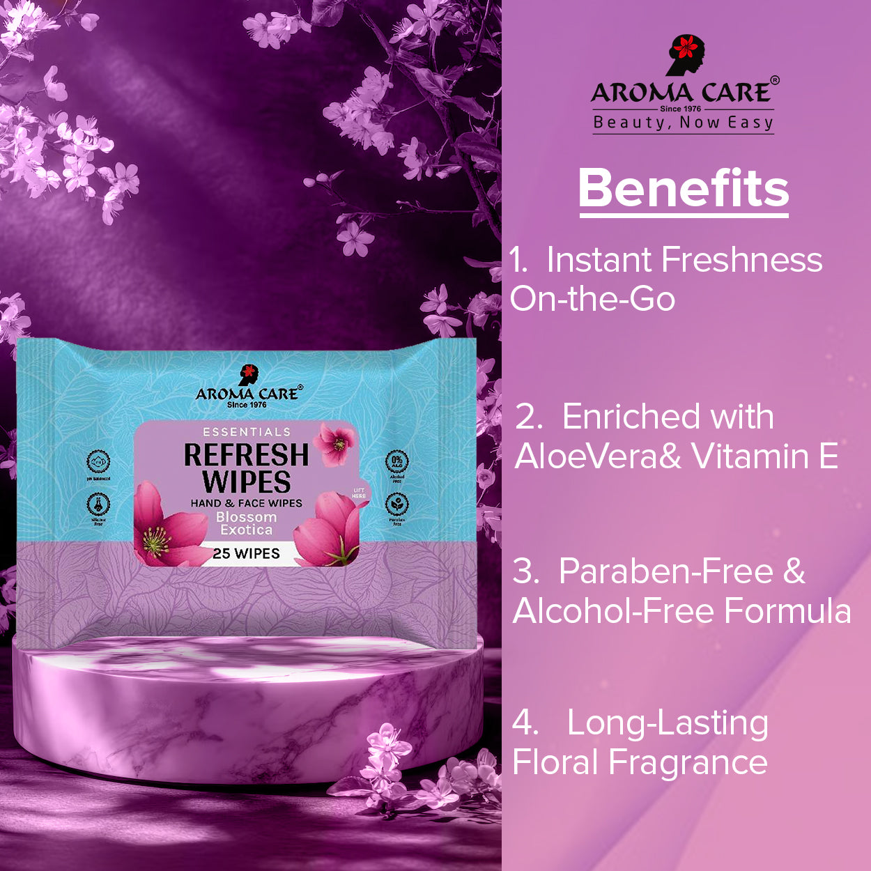 Blossom Exotica Refresh Wipes, 25 Wipes, Pack Of (2)