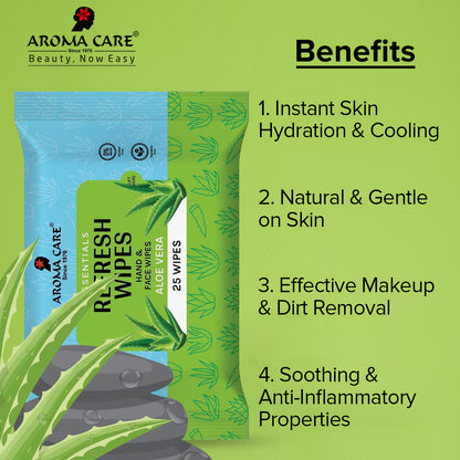 Aloe Vera & Cucumber Refresh Wipes, 25 Wipes, Pack Of (2)